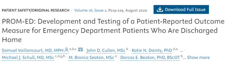 PROM-ED cuestionario de mediación de resultados informados por los pacientes adultos dados de alta en el SUH